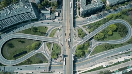 Big Urban Road Junction on a Sunny Day