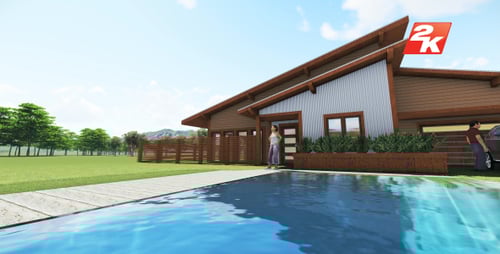 3D Architectural Visualization of a Modern House with Pool