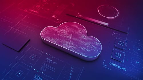 Cloud data transfer. Cloud computing technology and online data storage for business network concept