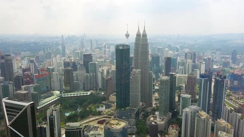 Aerial view of Kuala Lumpur Downtown, Malaysia in urban city in Asia. Skyscraper high-rise buildings