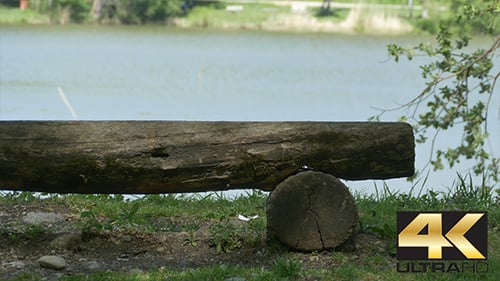 Rustic Bench near Lake