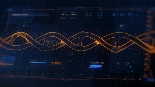 Futuristic DNA Helix Data Analysis Display