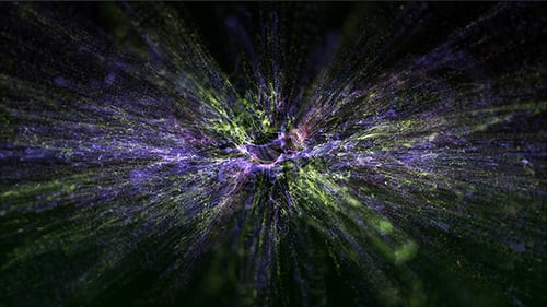 Arrière-plan de particules multicolores