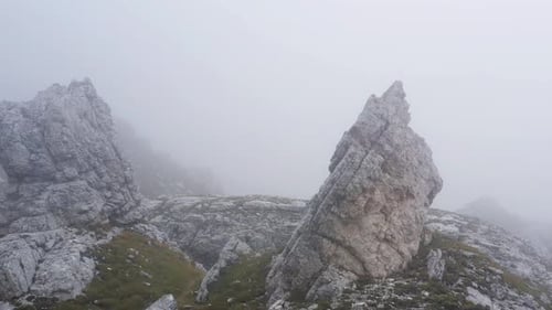 Misty Mountain Landscape with Rocky Terrain