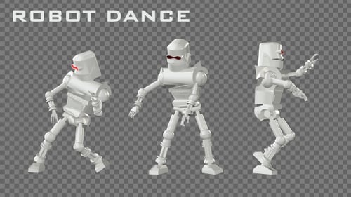 Dancing White 3D Robot Character with Alpha Channel