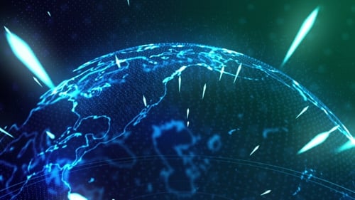 Futuristic Digital Earth Globe with Global Network Connections