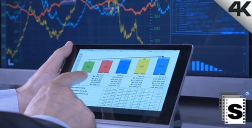 Analyst Reviews Data on Touchscreen Tablet