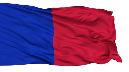 Waving Two-Color Blue Red Flag Alpha Loop