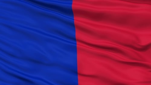 Dynamic Waving Blue Red Fabric Background Loop