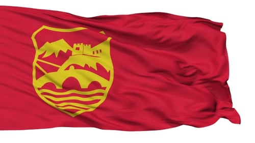 Skopje City Isolated Waving Flag