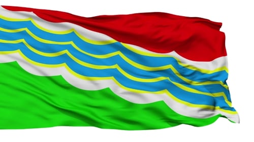 Vibrant Waving Flag with Red Blue Green Wave Pattern