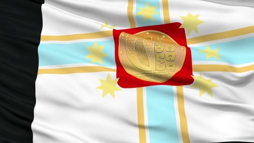 Waving Flag Animation with Golden Emblem and Stars