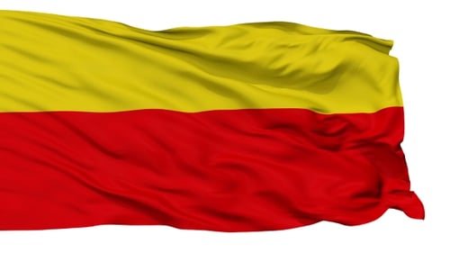 Waving Yellow and Red Horizontal Striped Flag Animation