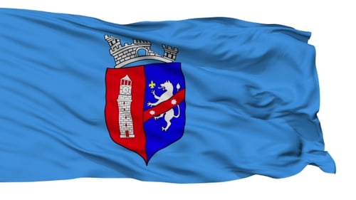 Tirana City Isolated Waving Flag