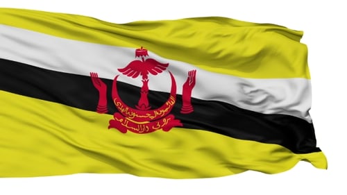 Brunei Darussalam National Flag Waving Animation with Alpha Channel