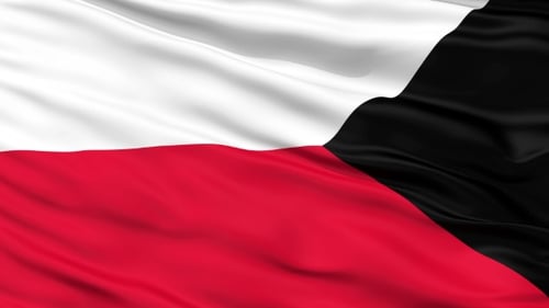 Waving Flag Animation with White Red and Black Stripes