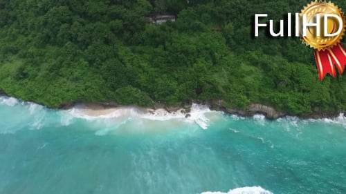 Aerial View of a Small Sandy Tropical Beach