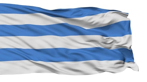 Realistic Waving Blue and White Striped Flag Animation