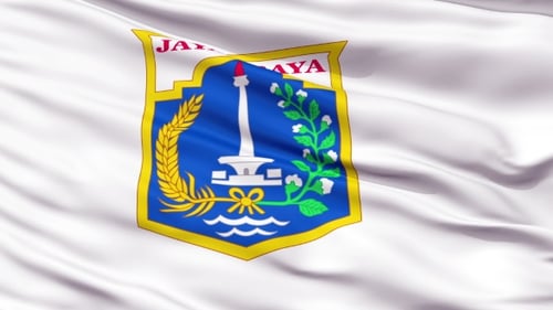 Jakarta City Emblem Flag Waving Seamless Loop