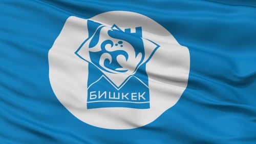 Realistic Waving Flag of Bishkek City Kyrgyzstan