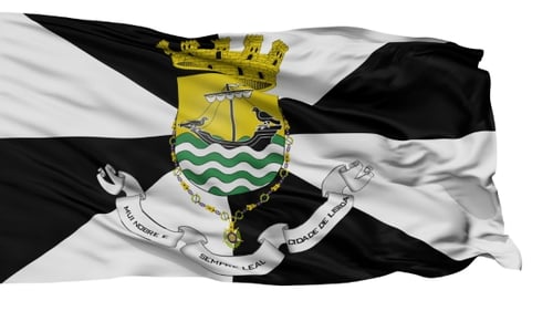 Waving Lisbon City Flag Seamless Loop with Alpha Channel