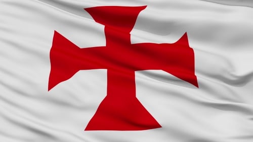 Knights Templar Cross Flag Waving Animation