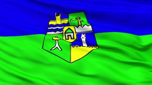 Waving Flag with Abstract Shield Emblem