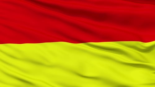 Seamless Loop of Red and Yellow Fabric Waving