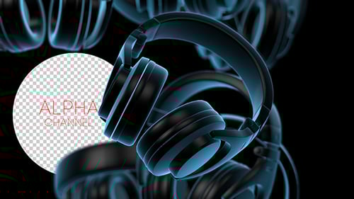 Futuristic Blue Glowing Headphones Seamless Loop