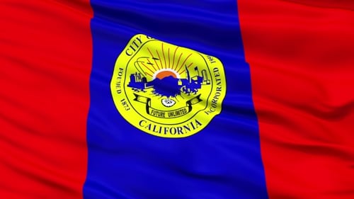 Waving Flag of Downey California City Seal