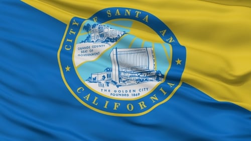 City of Santa Ana California Flag Waving Seamless Loop