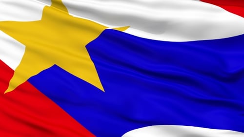 Vibrant Flag with Red, White, Blue, and Yellow Star Waving Seamlessly