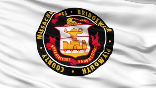 Bridgewater Massachusetts Town Seal Waving Flag Animation