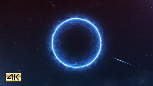 Abstract Blue Energy Circle Animation in Cosmic Space