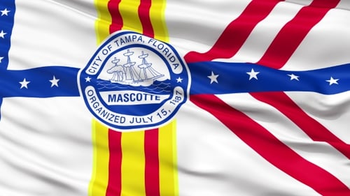 Realistic Waving Flag of the City of Tampa, Florida