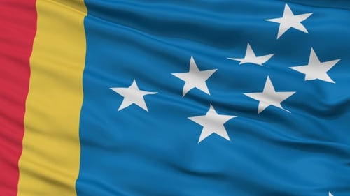 Waving Flag Animation with Blue White Stars Red and Yellow Stripes