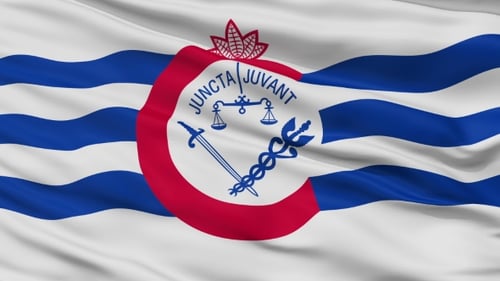 Waving National Flag of Cincinnati City
