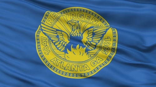 Waving Atlanta Georgia City Flag with Resurgens Seal