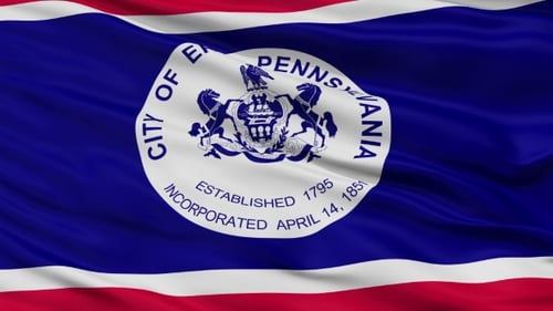 Waving Flag of Erie Pennsylvania City Seal