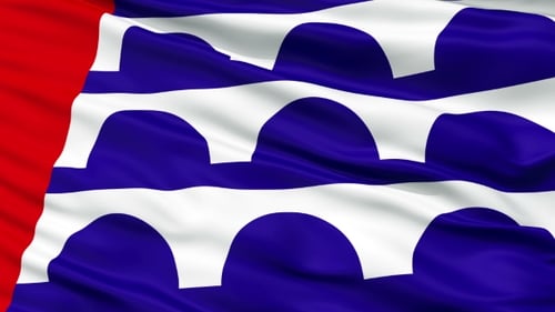 Abstract Geometric Arches Waving Pattern with Red Stripe