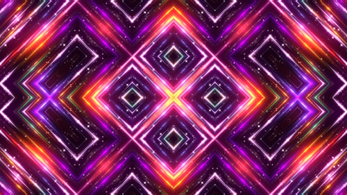 Vibrant Neon Geometric Kaleidoscope Loop Background