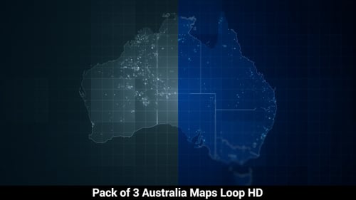 Animated Digital Map of Australia with Glowing Data Points