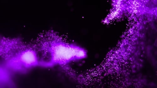 Abstract Purple Flowing Particles and Smoke Cloud Background