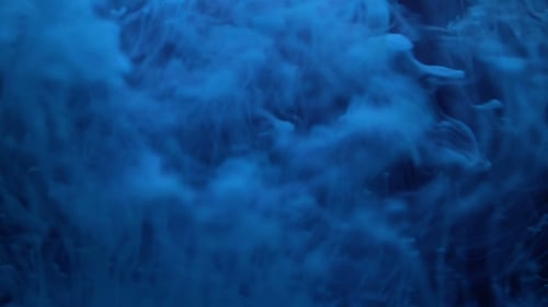 Abstract Blue Color Liquid In Water Movement.