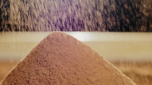 Close-up of Sifting Cocoa Powder Sieve