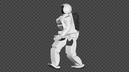 3D Animated Futuristic White Robot Walking Loop