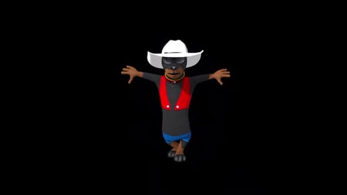 Cool Cartoon Dog Dancing with Cowboy Hat and Sunglasses