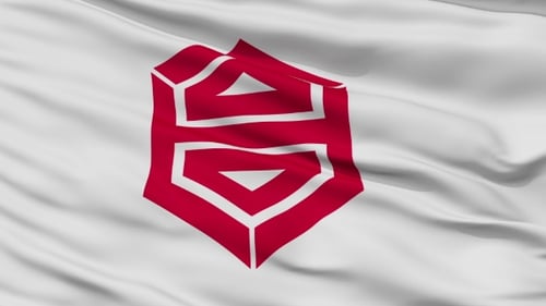 Japanese Prefecture Emblem Flag Waving Loop Animation