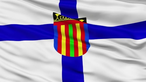 Waving Flag with a Blue Cross and Crest