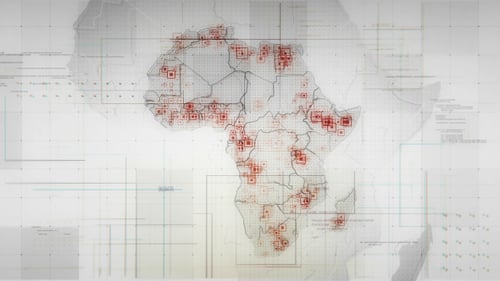 Digital Map of Africa with Data Points and Futuristic UI